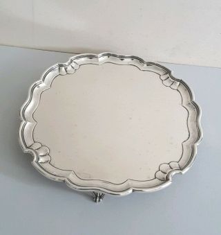 Heavy,  Antique Solid Silver Salver / Drinks Tray.  556gms.  Sheff.  1908.