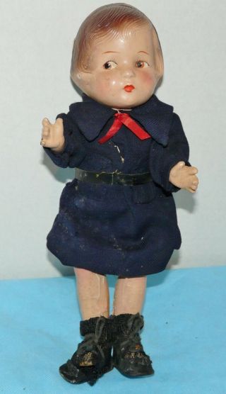 Antique 1920 - 30s Composition Doll 1938 Ireland Girl Guide/scout 13 " 5 Jtd