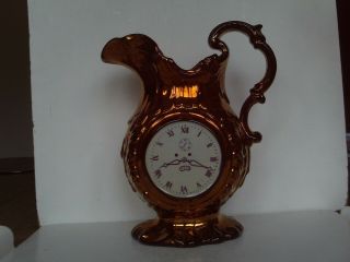 Antique Victorian Copper Lustre Jug With Clock And Deer Roundels