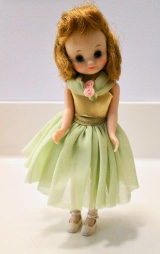 Vintage Betsy Mccall 8 " Doll,  Shoes,  Socks,  Panties And Cute Green Dress