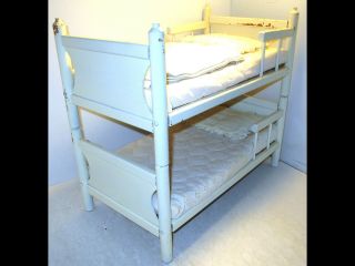 Vintage Wood Twin Bunk Bed For Dolls W/mattresses/pillows/my Dream Baby Blanket