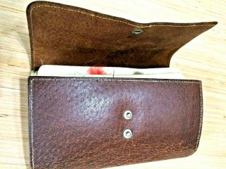 Vintage Fly Fishing Leather Fly Wallet / Dozens Of Assorted Flys