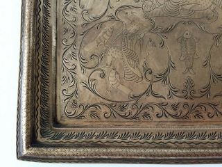 Antique Indian Brass Pictorial Tray 4