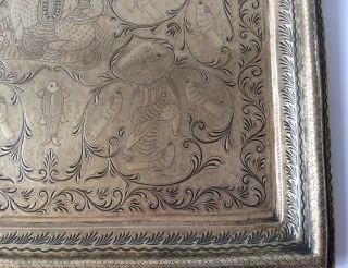 Antique Indian Brass Pictorial Tray 5