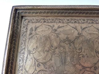 Antique Indian Brass Pictorial Tray 6