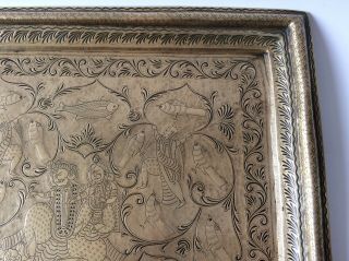 Antique Indian Brass Pictorial Tray 7