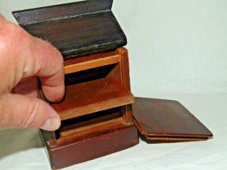 GREAT ANTIQUE 1800 ' s INLAID WOODEN HOUSE DESIGN PUZZLE MONEY BOX FOLK ART 7