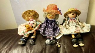 (3) Vintage Wooden Dolls 