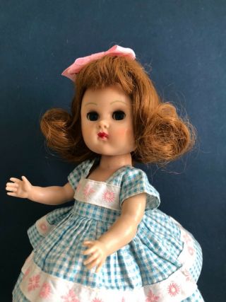 Vintage Vogue Ginny Doll in her 1954 Medford Tagged Aqua Check Dress 4
