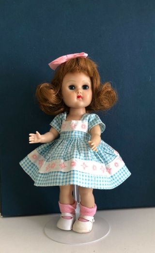 Vintage Vogue Ginny Doll in her 1954 Medford Tagged Aqua Check Dress 7