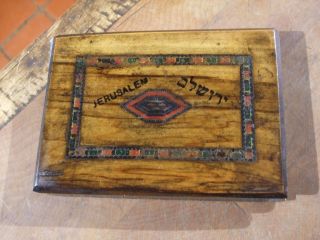 Antique Olive Wood Book Of Pressed Flowers From The Holy Land Jerusalem C1910