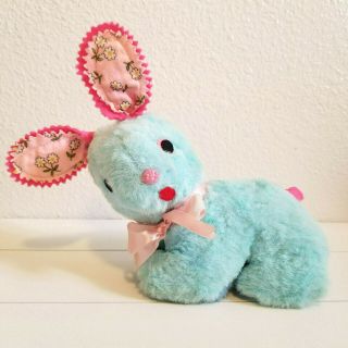 Vintage Pastel Blue And Pink 9 " Easter Bunny Rabbit Plush Doll
