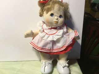 Vintage My Child Doll From 1985 Still In Red And White Dress