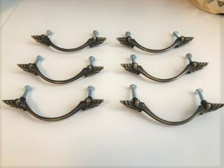 6 Brainerd Mfg Co/liberty Hdw Cabinet Pulls,  Antique Brass Traditional Bow 3 - In.