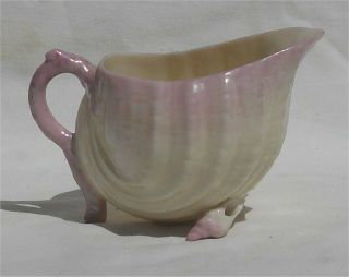 Antique Belleek Porcelain Pink Shell Creamer 2nd Black Mark