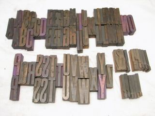 Set 70,  Antique Letterpress Wood Printing Block Type Set Letters 2 - 1/2 " B