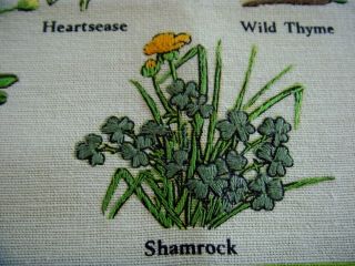 GORGEOUS VINTAGE TEA CLOTH PANEL HAND EMBROIDERED WILD FLOWERS OF IRELAND 8