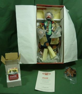 Coca - Cola Emmett Kelly Porcelain Doll 152124 " To Market " With 18e005