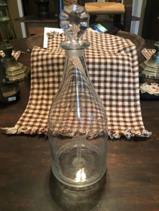 Revolutionary War 18th Century Etched And Tapered Wine Decanter 1780 - 1800