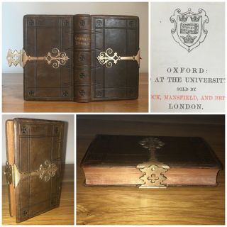 C1866 Old Antique Bible Oxford Gothic Book Of Common Prayer Fine Leather Clasp