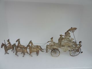 Finest Chinese ? Balinese ? Sterling Silver Horse Drawn Carriage Coach 382 Grams