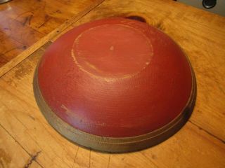 Vintage Primitive Wooden Dough Bowl - Double Rim - 11 " Dia.  - Confederate Red