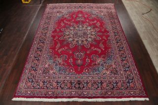 VINTAGE TRADITIONAL FLORAL LARGE HAND - MADE RED AREA RUG ORIENTAL WOOL 10 ' x13 ' 3