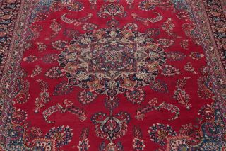 VINTAGE TRADITIONAL FLORAL LARGE HAND - MADE RED AREA RUG ORIENTAL WOOL 10 ' x13 ' 4