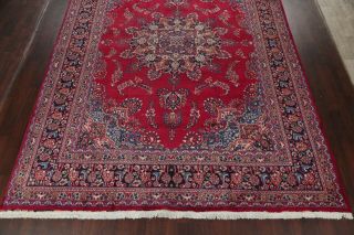 VINTAGE TRADITIONAL FLORAL LARGE HAND - MADE RED AREA RUG ORIENTAL WOOL 10 ' x13 ' 6