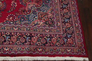 VINTAGE TRADITIONAL FLORAL LARGE HAND - MADE RED AREA RUG ORIENTAL WOOL 10 ' x13 ' 7