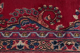 VINTAGE TRADITIONAL FLORAL LARGE HAND - MADE RED AREA RUG ORIENTAL WOOL 10 ' x13 ' 9