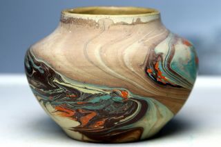 Antique Nemadji Pottery Swirl Indian Vase