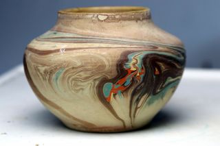 Antique Nemadji Pottery Swirl Indian Vase 3