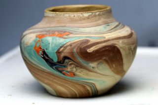 Antique Nemadji Pottery Swirl Indian Vase 4