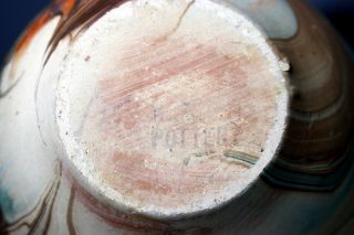 Antique Nemadji Pottery Swirl Indian Vase 6