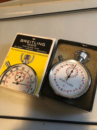 Lnib Vintage Breitling Geneve Stopwatch 7 Jewels 1/10 Swiss Made