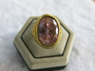 Pink Ring Vintage Stone Bronze Dragon Naga Diamond Antique Pattern Sz 9 Unisex