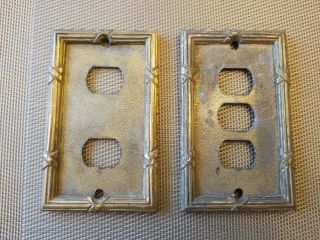 Vintage 2 / Pair Solid Brass Despard Switch Plate Covers 2 And 3 Switches Heavy