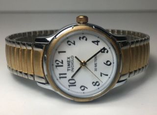 Vintage Timex Easy Reader Two Tone Ladies Watch Indiglo Ss Expansion Band