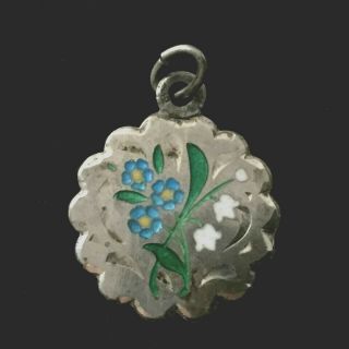 Antique Art Nouveau Silver Enemal Bracelet Charm Antiker AnhÄnger Email C12