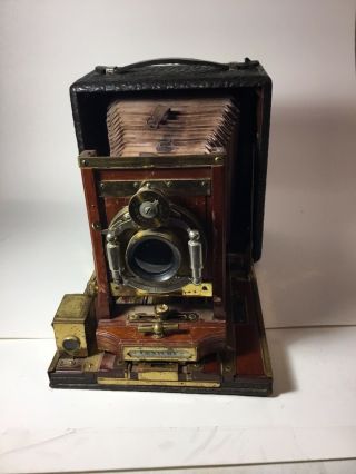 Antique Century Wooden Box Camera W/ Rochester Optical Unicum Lens - Accordion
