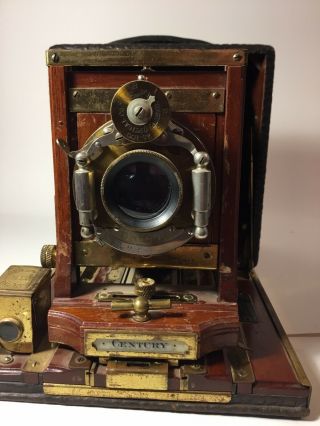 Antique Century Wooden Box Camera W/ Rochester Optical Unicum Lens - Accordion 2