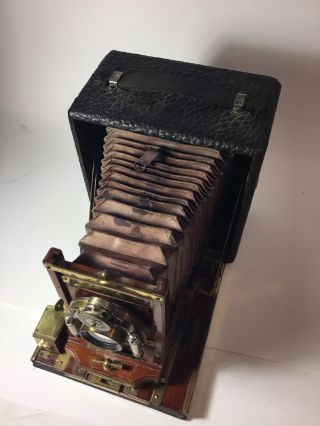 Antique Century Wooden Box Camera W/ Rochester Optical Unicum Lens - Accordion 3