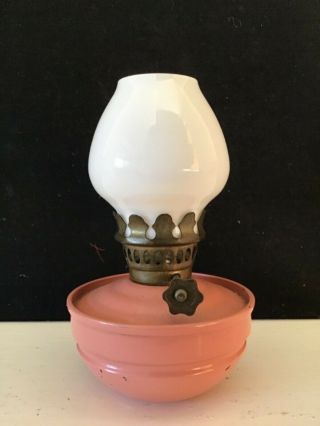 Miniature Vintage Oil Lamp With Metal Base