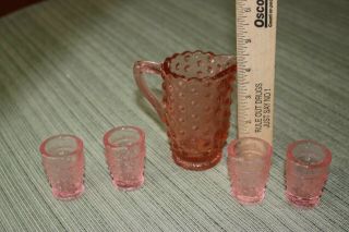 Vintage Pink Hobnail Doll Lemonade Set (pitcher & 4 Glasses)