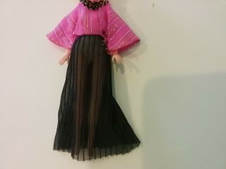 Vintage Dawn Clone Dress,  Sheer Black Skirt,  Pink Top Withgold Thread,  Hong Kong