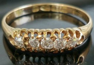 18ct Gold 18k Antique Victorian Old Mine Cut 0.  35ct Diamond Ring Size M 6 1/4