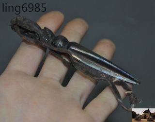 Old Tibetan Tantra Meteorite Iron Skull Dorje Vajra phurpa Dagger amulet Pendant 4