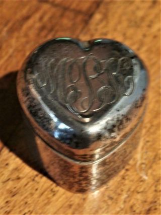 Vintage.  925 Sterling Silver Heart Shape Trinket Box - Monogramed - 21.  5 Grams