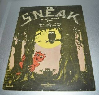 Antique The Sneak Sheet Music Cover Only Devil Demon